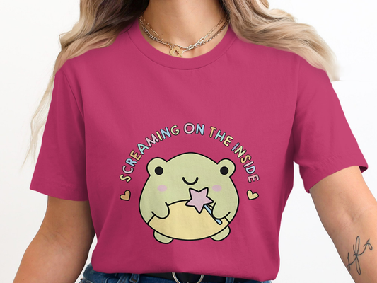 Screaming on the Inside Frog Humor Graphic Tee