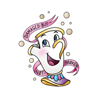 Damaged But Not Broken! Chip Beauty & The Beast Fitted Womens Tee