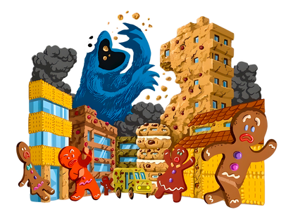 Cookie Monster "Crumble Town" Gingerbread | Kaiju Parody T-Shirt