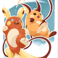 Raichu & Alolan Raichu Dynamic Duo Graphic Pokemon Tee