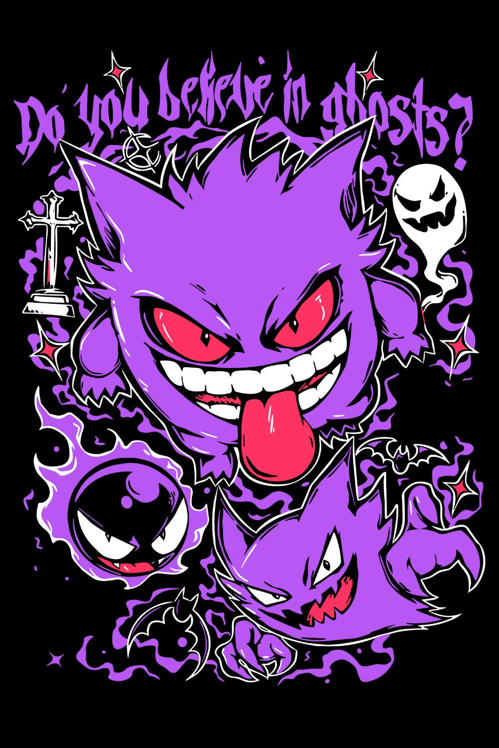 Gengar "Do You Believe In Ghosts?" Pokemon Graphic Tee