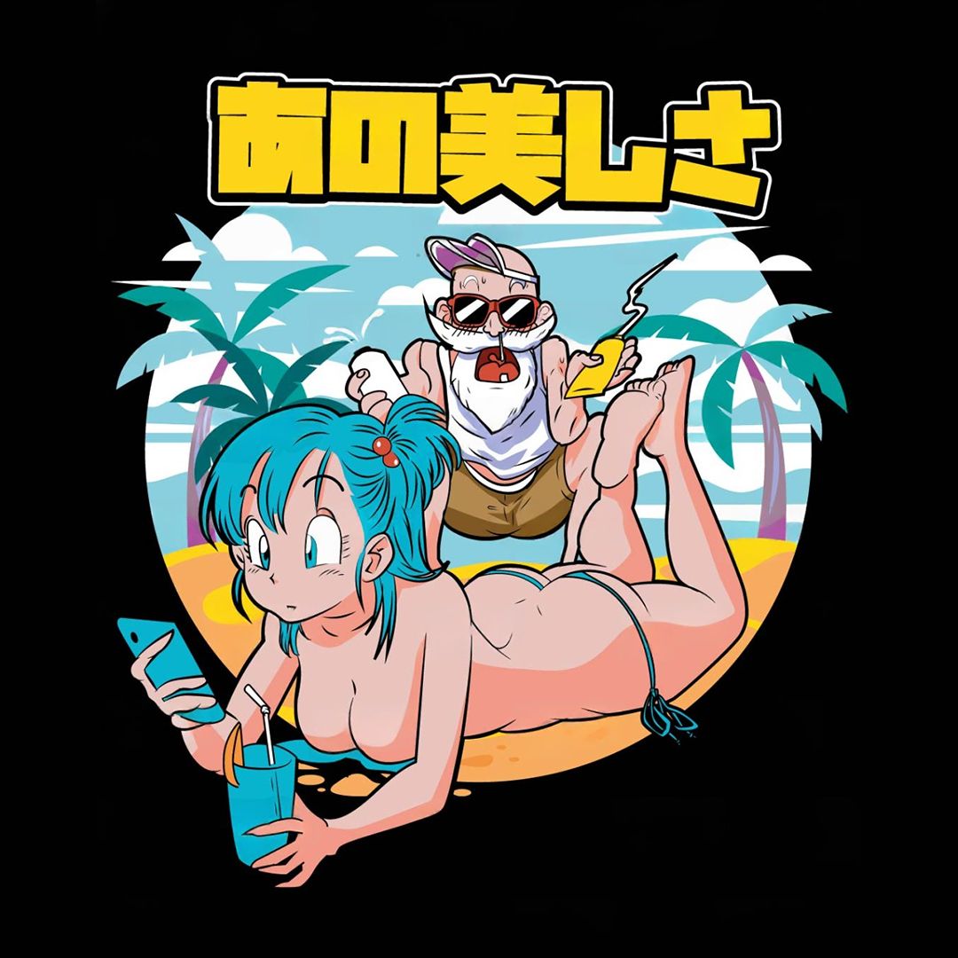 Master Roshi & Bulma Summer Vibes Tee – A Dragonball Island Paradise