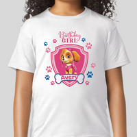 Paw Patrol Skye Youth Personalized Name Birthday Girl Tee