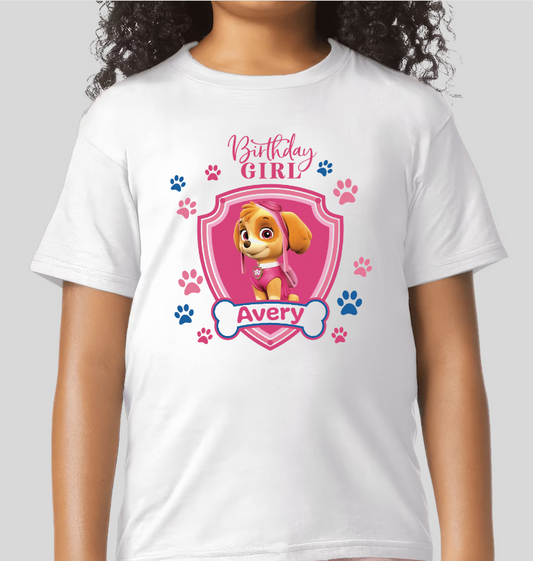 Paw Patrol Skye Youth Personalized Name Birthday Girl Tee