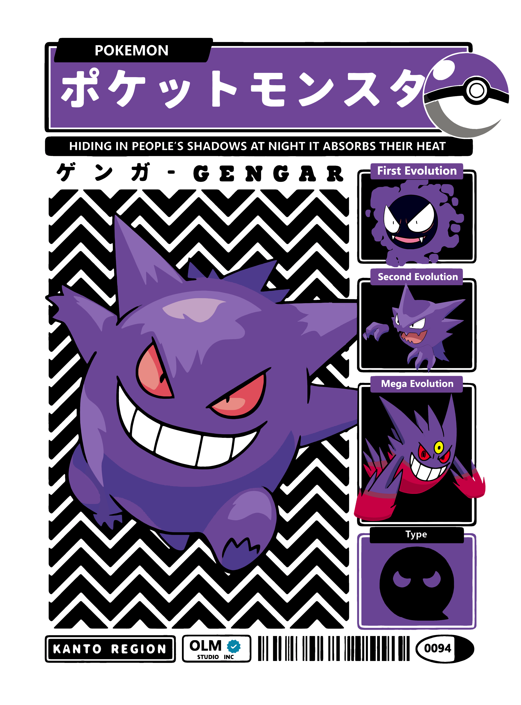 Gengar Evolution Graphic Hoodie Unisex Hooded Sweatshirt
