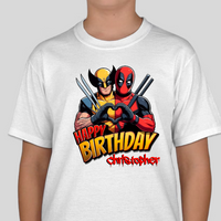 DeadPool & Wolverine Personalized Youth Birthday T Shirt