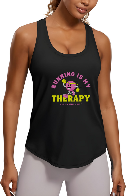 Running Is My Therapy...But I'm Still Crazy Racerback Tank Top womens Activewear