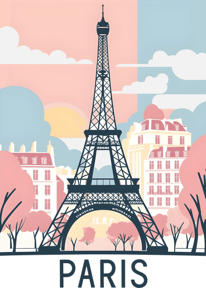 Paris Eiffel Tower Womens Fitted Graphic Tee