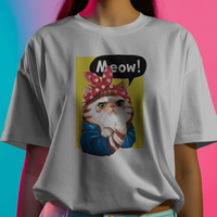 Rosie The Riveter Cat Graphic Tee Womens T Shirt