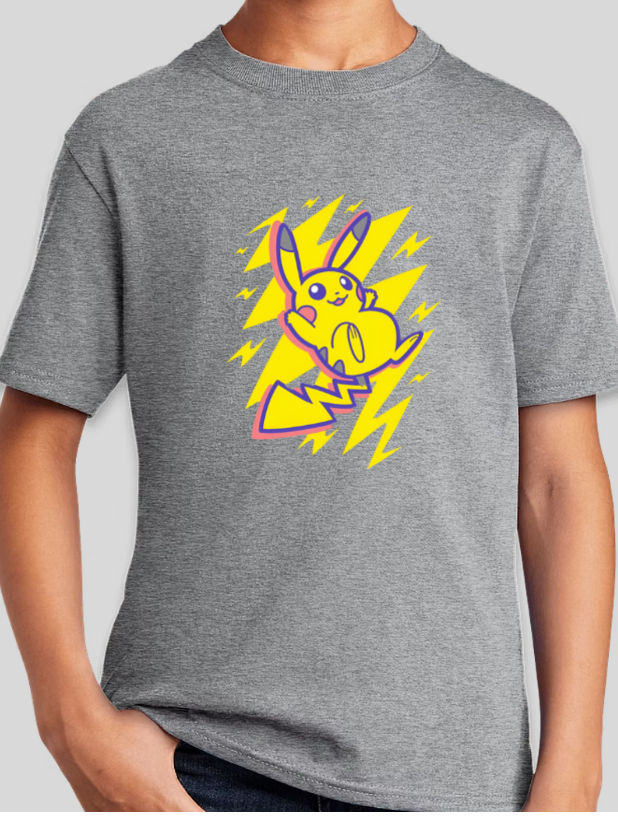 Pikachu Pokemon Lightning Bolt Boys Youth Tee