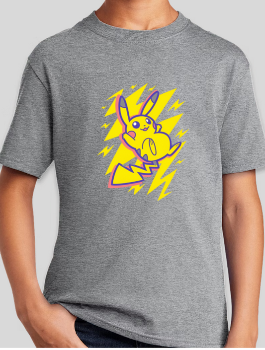 Pikachu Pokemon Lightning Bolt Boys Youth Tee