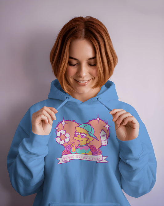 Lisa Simpson "Born To Recycle" Graphic Hoodie Womens Hoodie