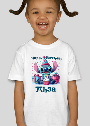 Stitch Toddler Personalized  Happy Birthday Shirt Unisex Tee