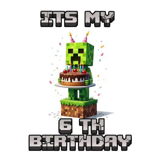 Minecraft Creeper Personalized Age Birthday Tee Unisex Shirt