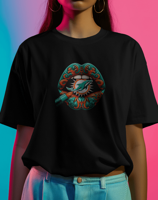 Miami Dolphins Vintage Lips Womens NFL Tee