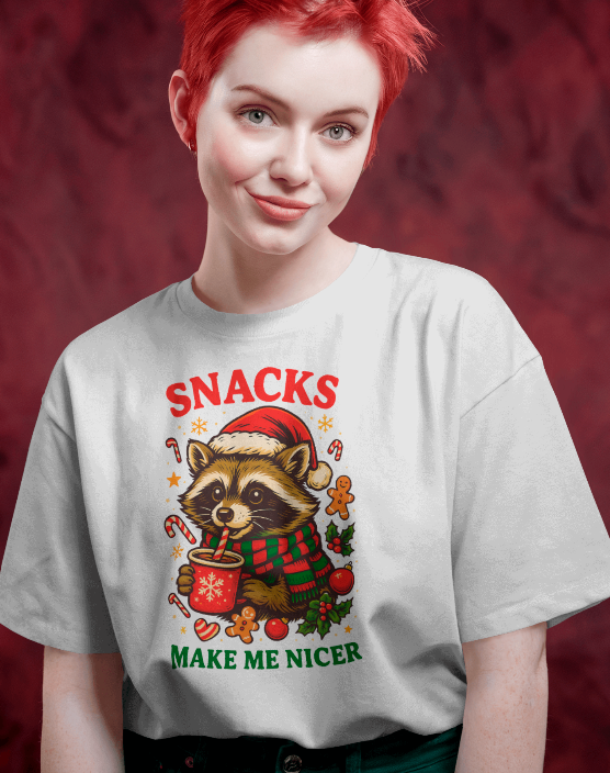 Snacks Make Me Nicer Raccoon Christmas Tee Unisex Shirt