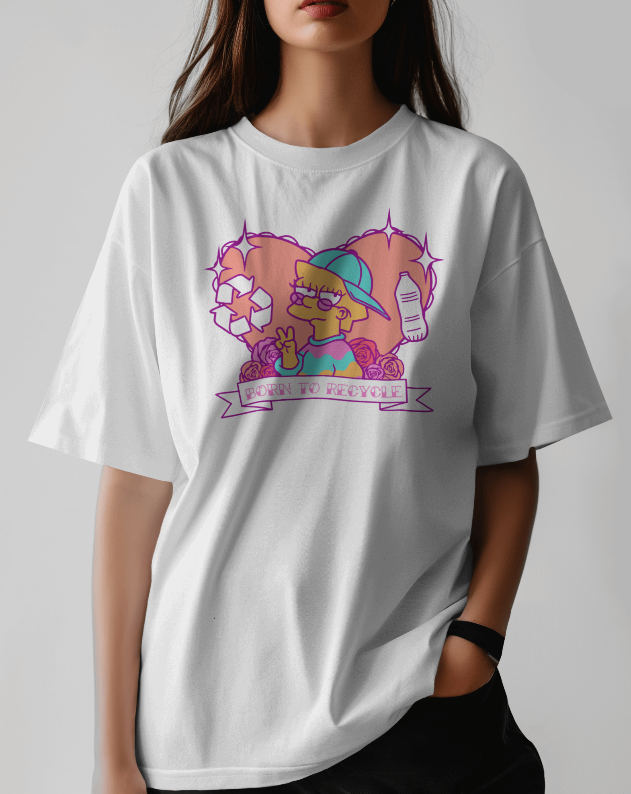 Lisa Simpson "Born To Recycle" Graphic Tee Womens Shirt