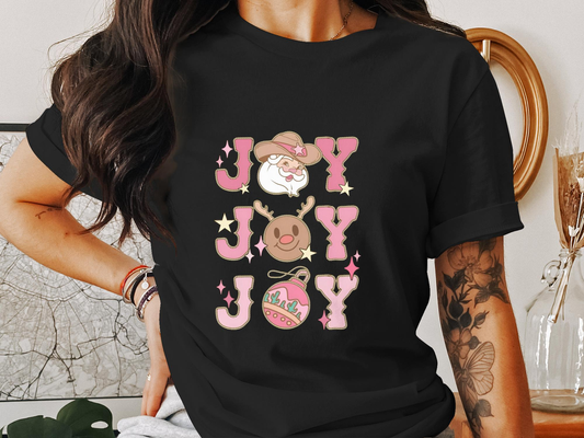 Joy Joy Joy Christmas Santa Holiday Graphic Tee