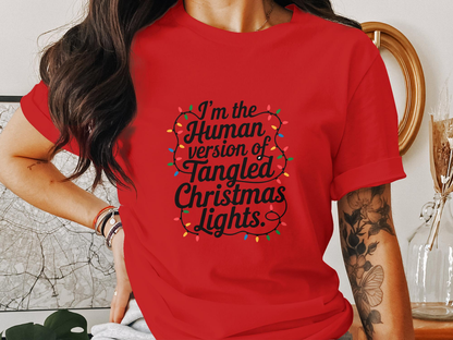 Im The Human Version of Tangled Christmas Lights Graphic Tee