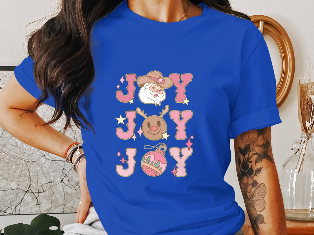 Joy Joy Joy Christmas Santa Holiday Graphic Tee