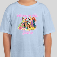 Disney Princesses Youth Personalized Name Birthday Shirt Girls Tee