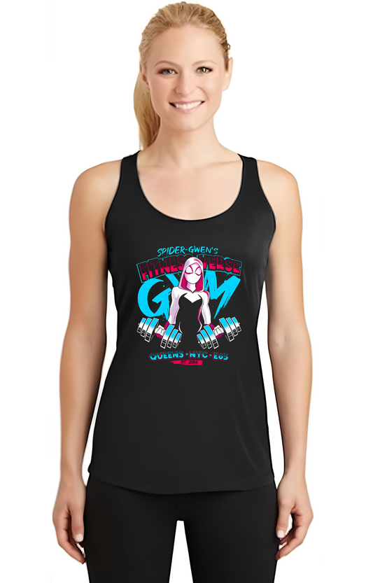 Spider Gwen's Fitness-Verse Gym Racer Back Tank Top Womens Activewear