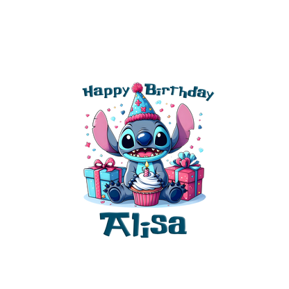 Stitch Toddler Personalized  Happy Birthday Shirt Unisex Tee