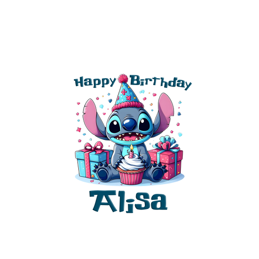 Stitch Toddler Personalized  Happy Birthday Shirt Unisex Tee
