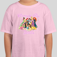 Disney Princesses Youth Personalized Name Birthday Shirt Girls Tee