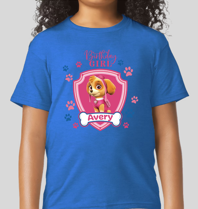 Paw Patrol Skye Youth Personalized Name Birthday Girl Tee