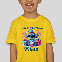Stitch Toddler Personalized  Happy Birthday Shirt Unisex Tee