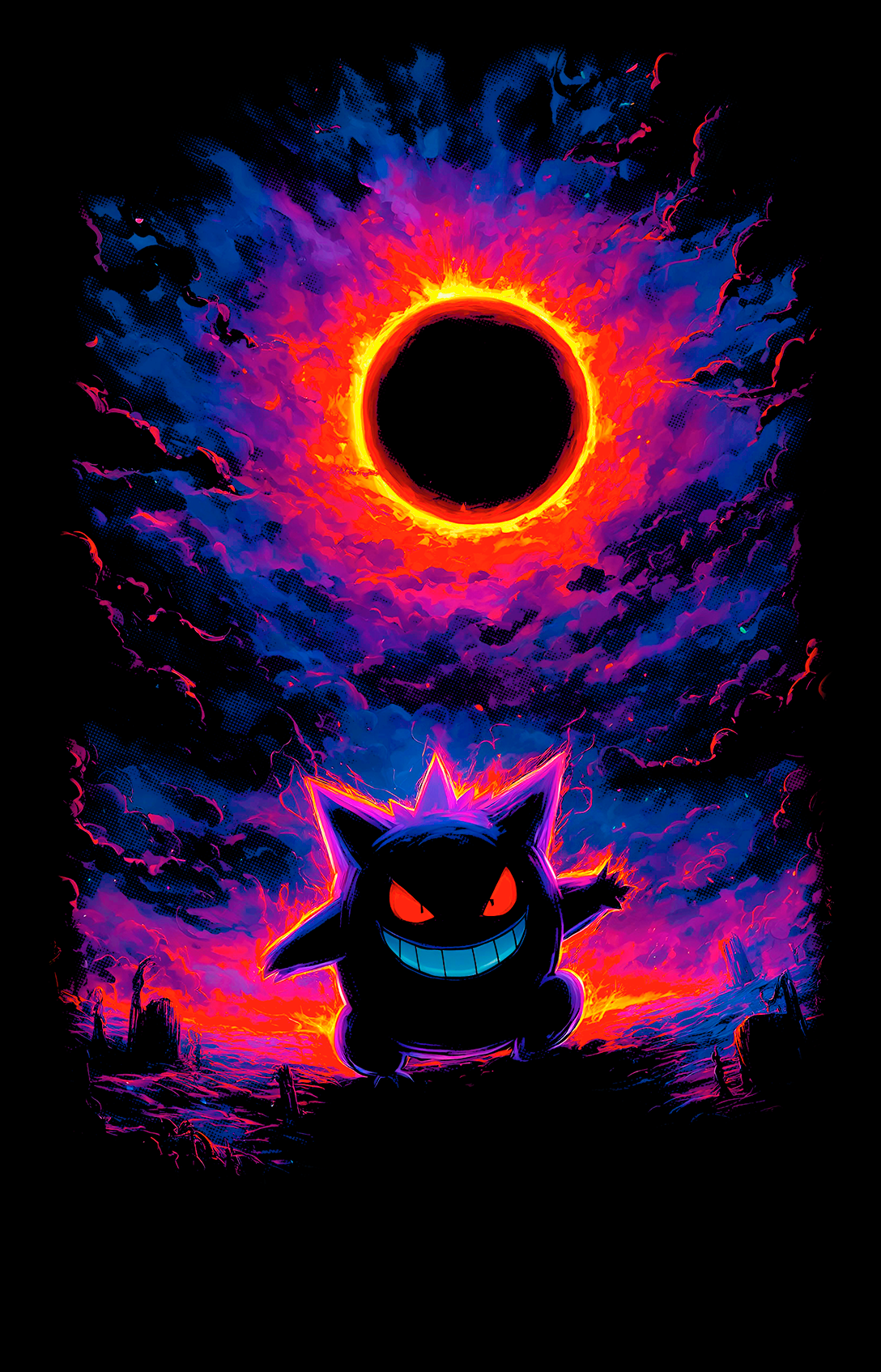 Gengar Solar Eclipse Graphic Tee Pokemon Unisex Shirt