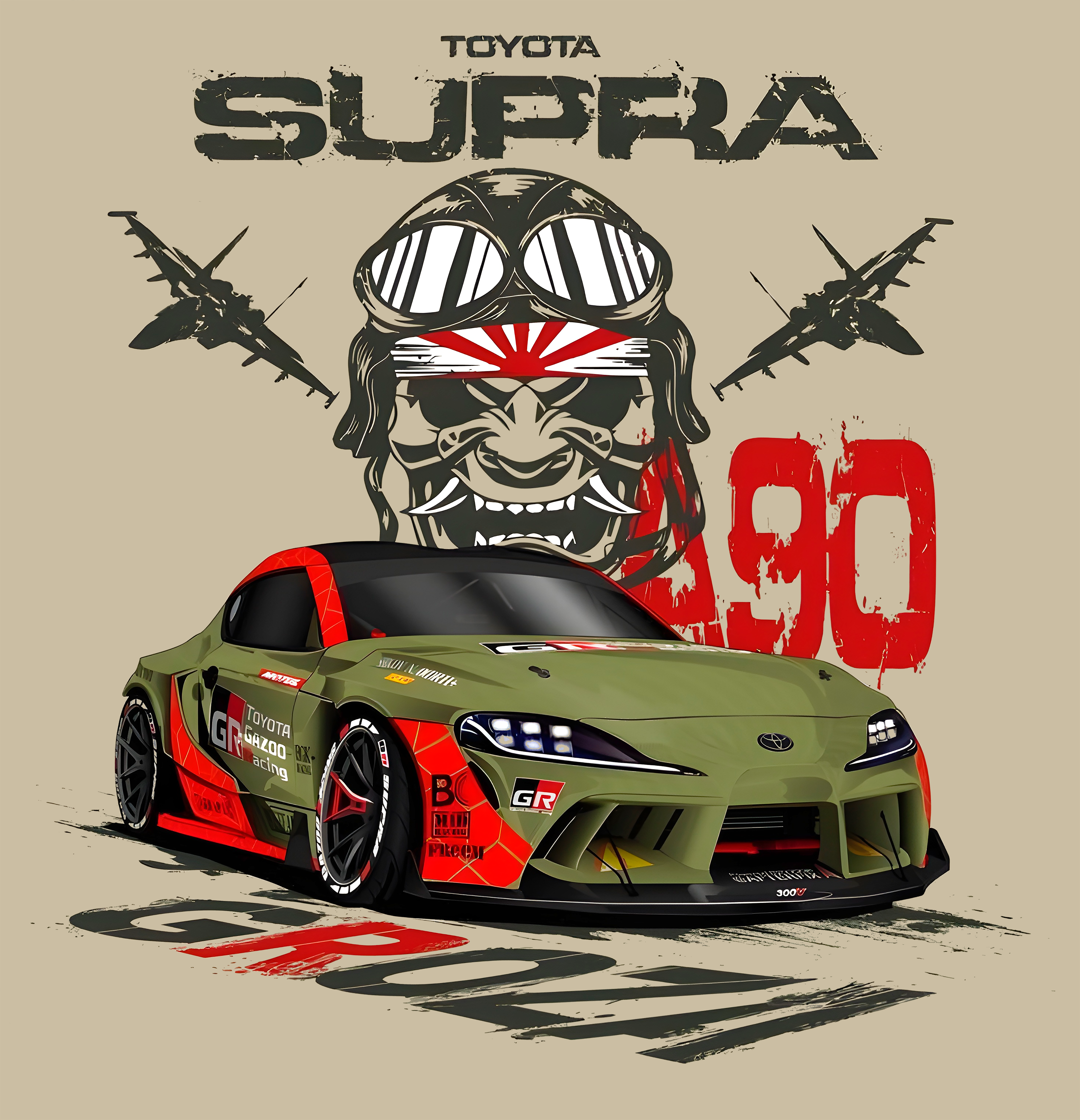 Supra A90 Fighter Pilot T-Shirt | JDM War Machine Racing Tee