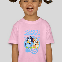 Bluey Toddler Birthday Custom Name & Age Tee