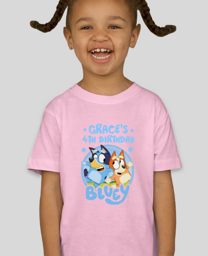 Bluey Toddler Birthday Custom Name & Age Tee