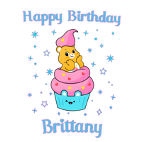 Carebear Cupcake Youth Personalized Birthday Girls Shirt