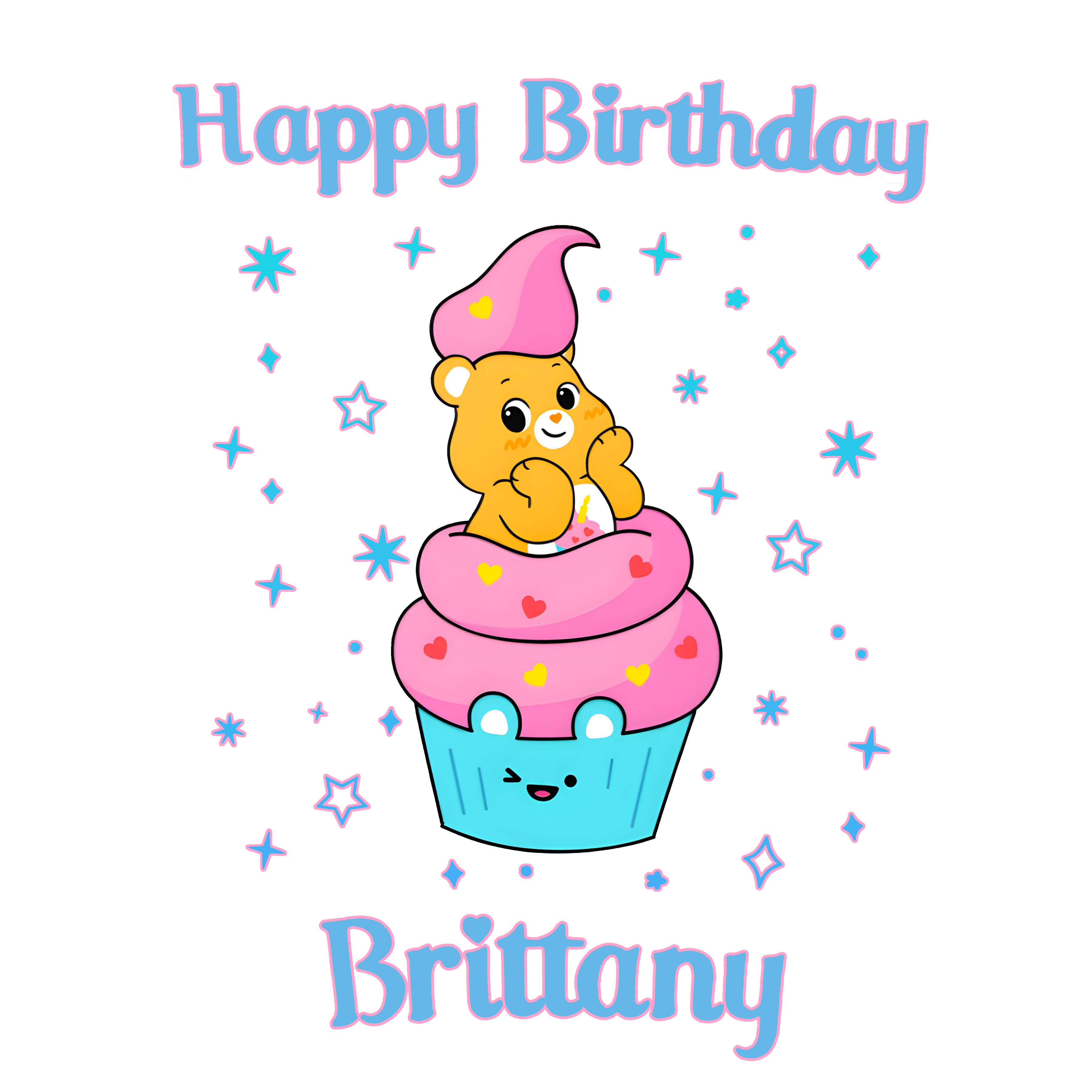 Carebear Cupcake Youth Personalized Birthday Girls Shirt