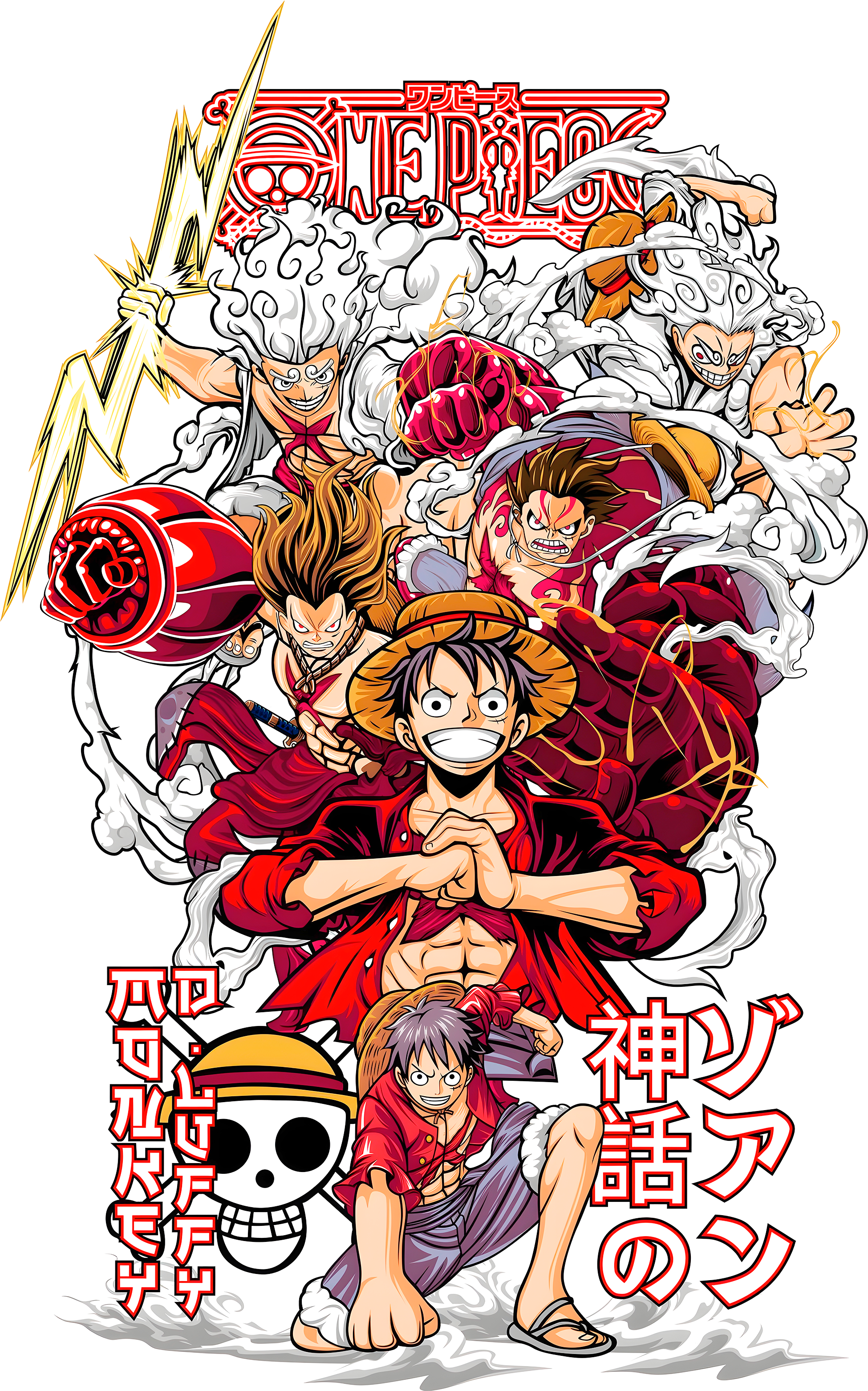 One Piece: The Many Faces Of Monkey D. Luffy Graphic Tee Unisex Shirt