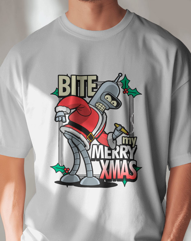 Bender Santa "Bite My Merry Xmas" Futurama Holiday T-Shirt