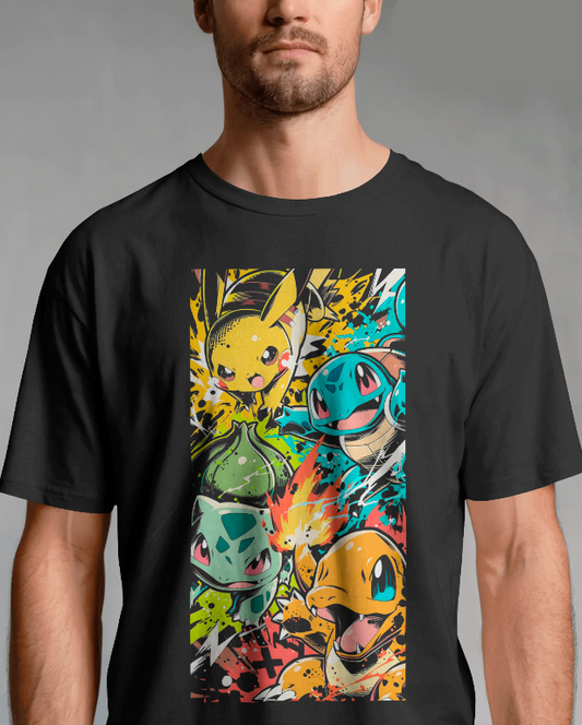 Pokemon Generation 1 Starter Squad Splash Art Tee