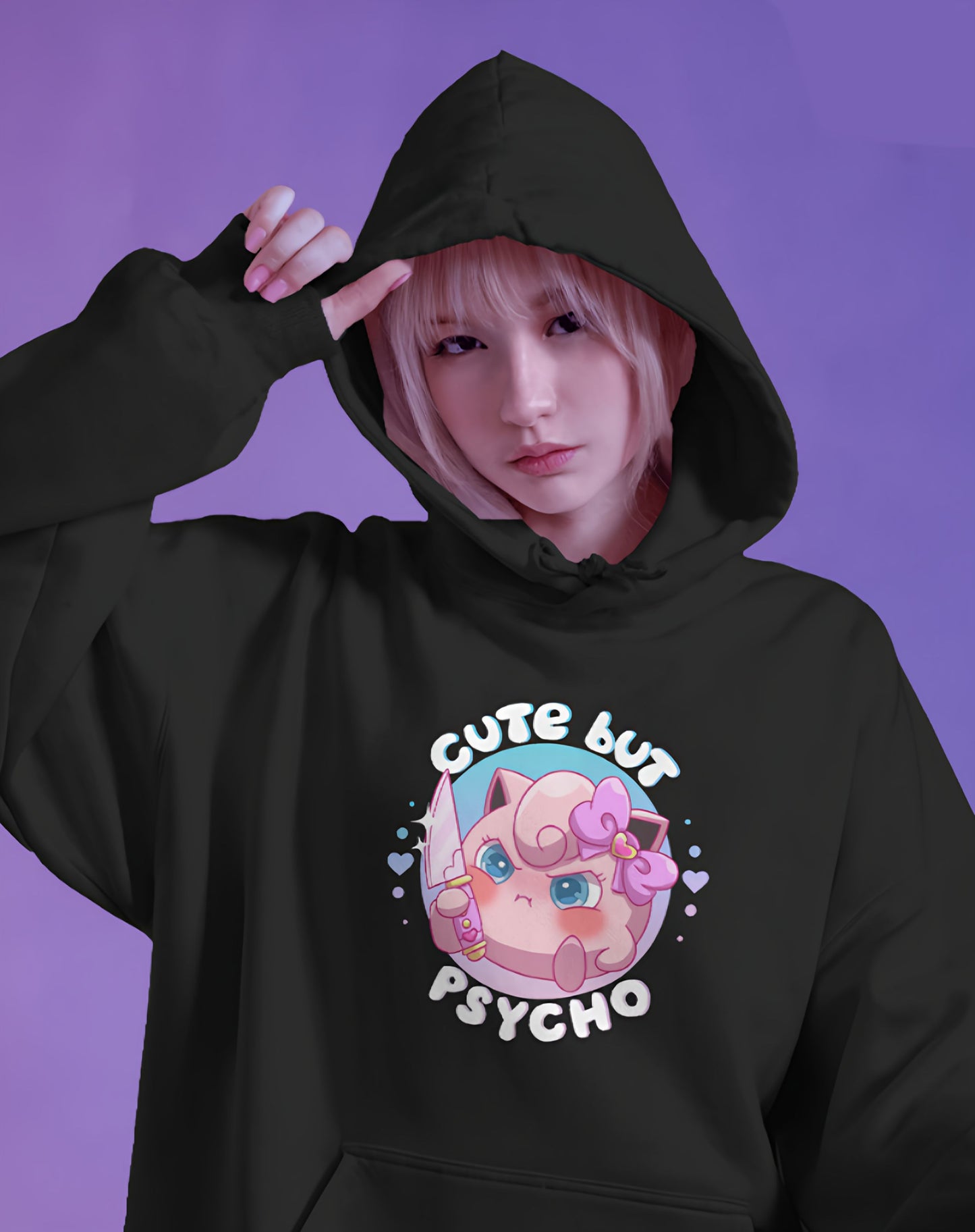 Jigglypuff Cute But Psycho Graphic Womens Hoodie