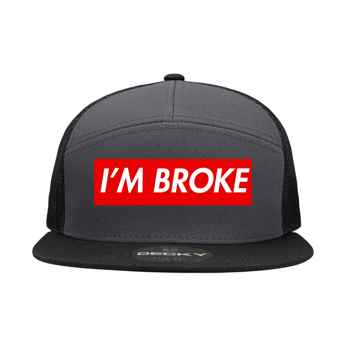 I'm Broke Box Logo 7 Panel Snapback Hat