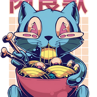 Ramen Cat Japanese Graphic Tee Short Sleeve Unisex