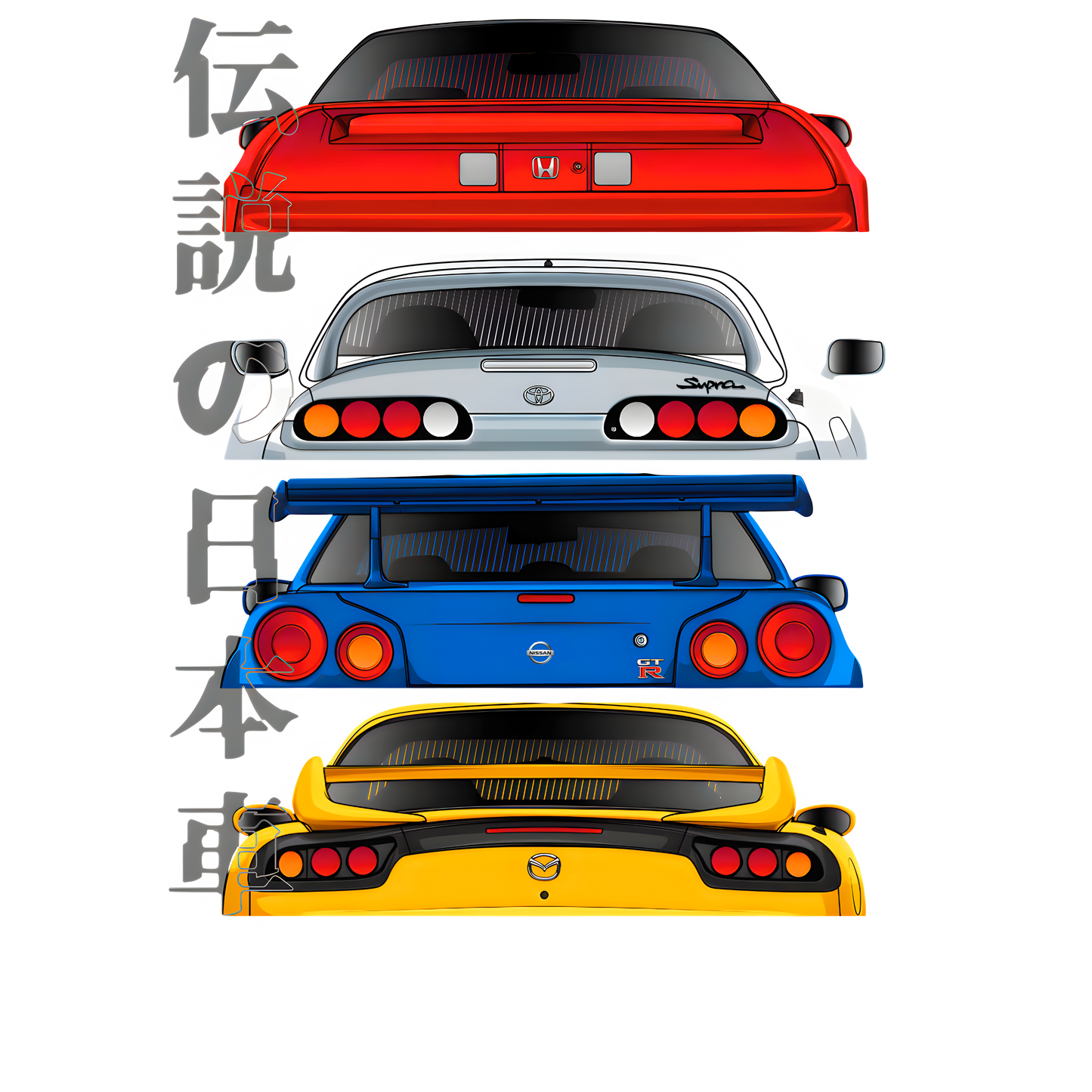 Legendary JDM Stack - Japanese Street Racing Icons Graphic Tee