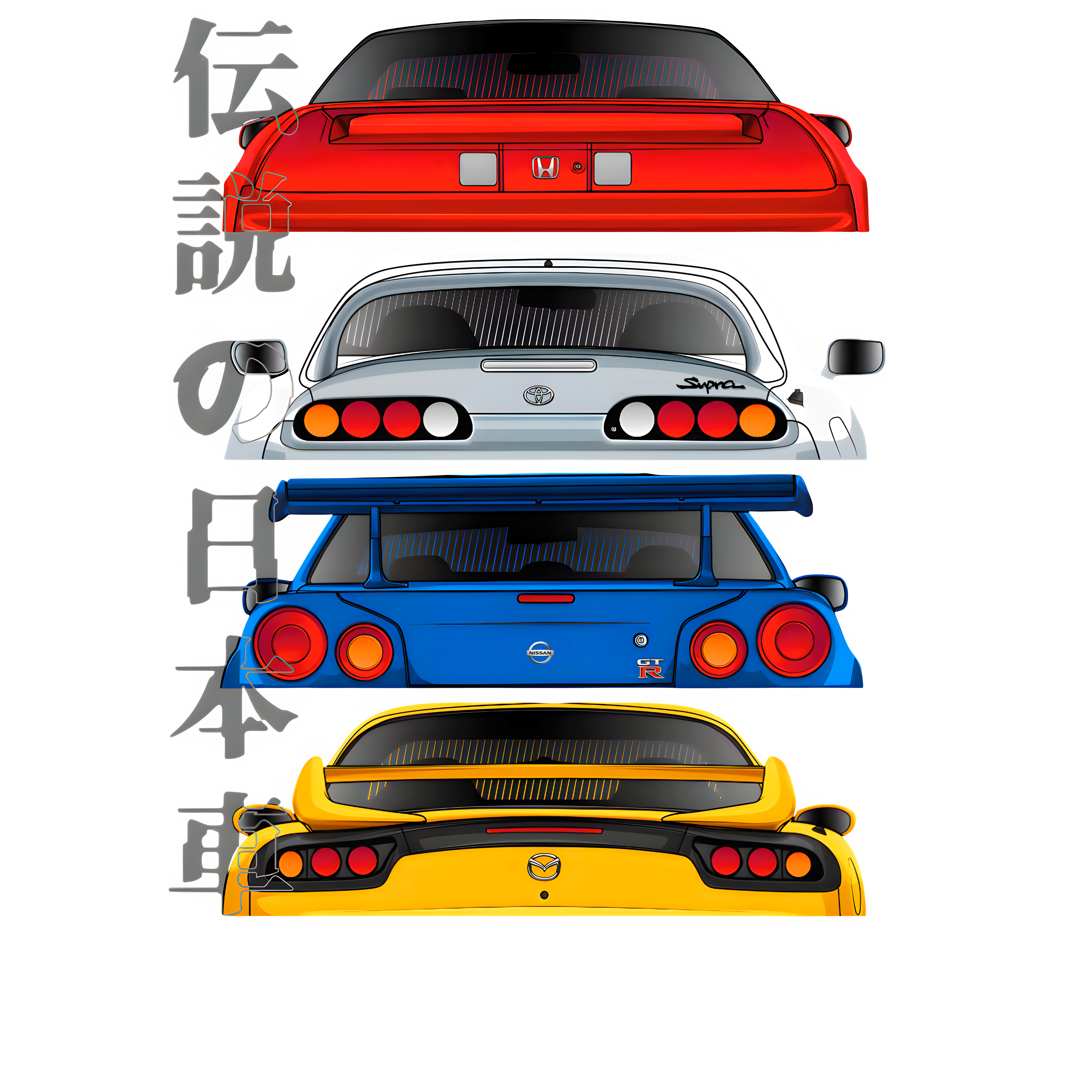 Legendary JDM Stack - Japanese Street Racing Icons Graphic Tee