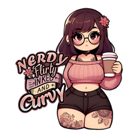Nerdy, Flirty, Inked & Curvy Womens Fitted Graphic Tee