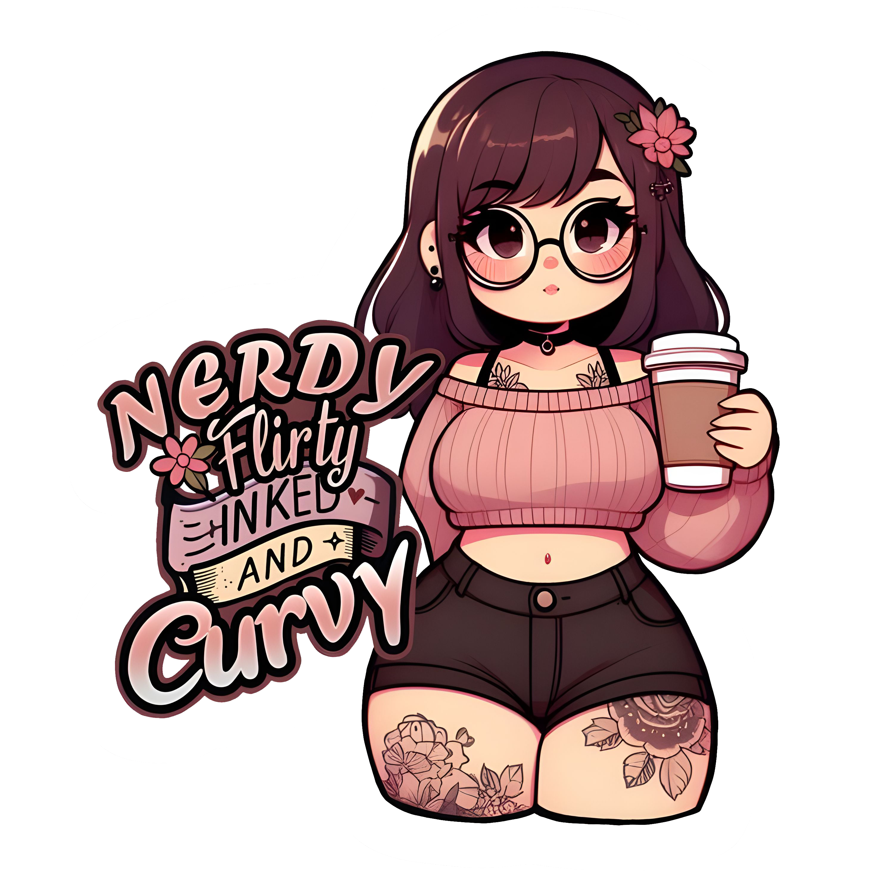 Nerdy, Flirty, Inked & Curvy Womens Fitted Graphic Tee