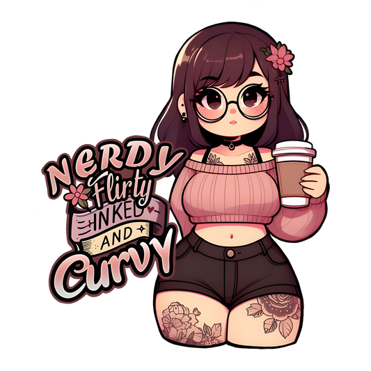 Nerdy, Flirty, Inked & Curvy Womens Fitted Graphic Tee