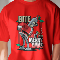 Bender Santa "Bite My Merry Xmas" Futurama Holiday T-Shirt