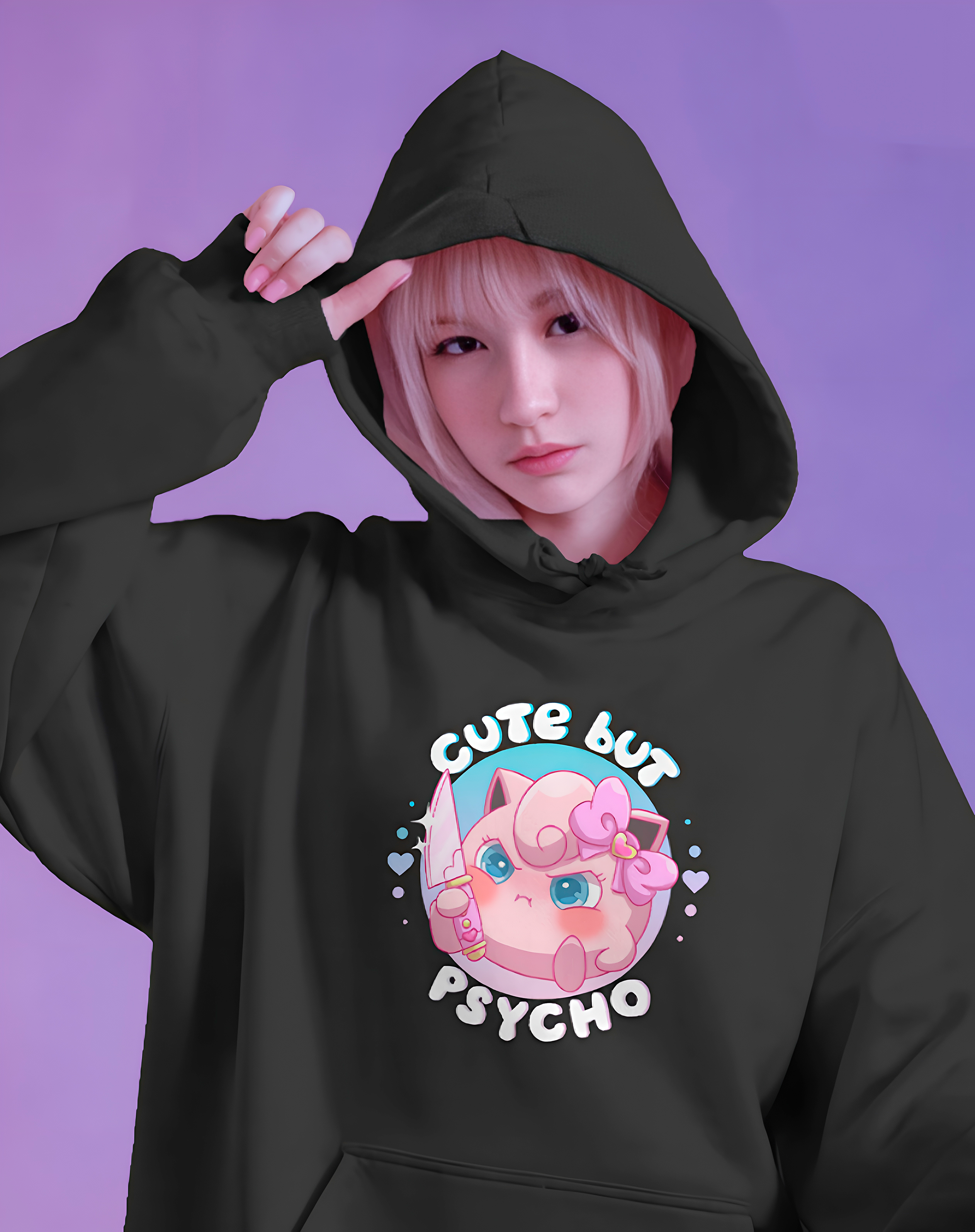 Jigglypuff Cute But Psycho Graphic Womens Hoodie